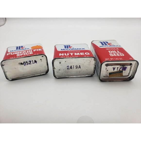 McCormick Metal Spice Tins Nutmeg Dill Seed Pumpkin Pie Spice Vintage - Picture 4 of 6